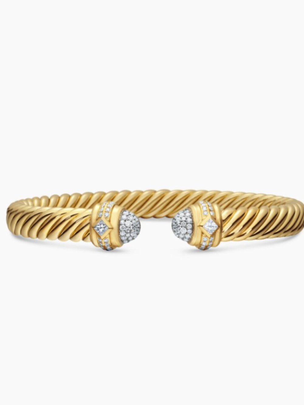 QDW-2079-David Yurman 7mm gold plated round toe diamond cable bracelet